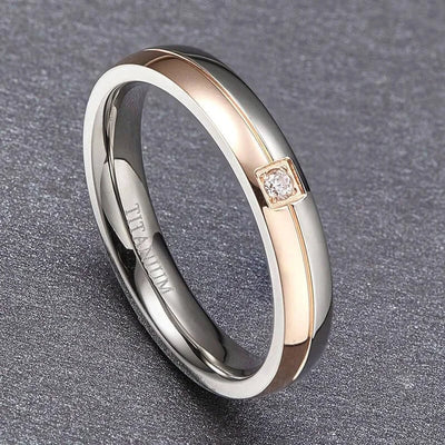 Titanium Ring with Channel Set Stone