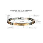 Men's Multi-Tone Ceramic Stainless Steel Bar Bracelet