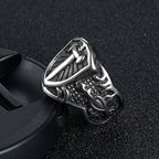 Men's Vintage Stainless Steel Knight Shield Sword Ring