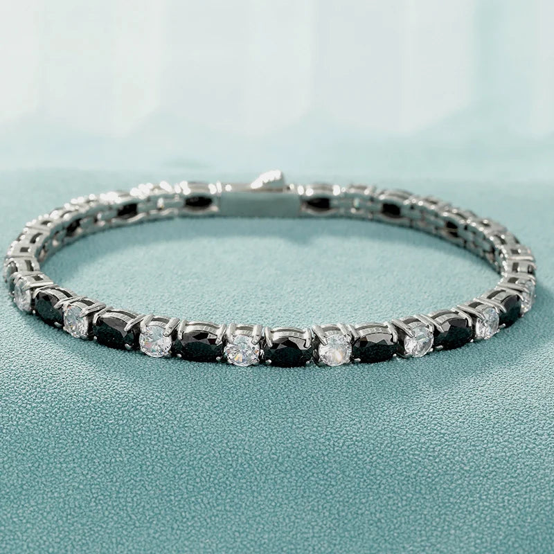 Silver with Crystal Two-Tone Bracelet