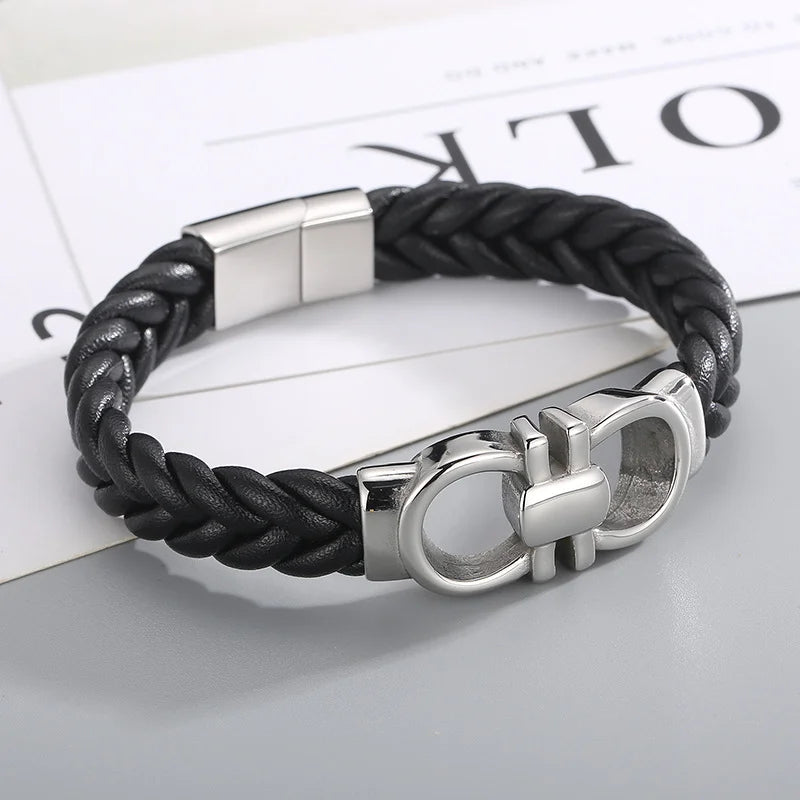 Gold Leather Accent Bracelet