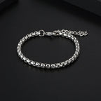 Polished Silver Box Link Adjustable Chain Bracelet