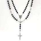 Silver-Tone Agate Cross Necklace