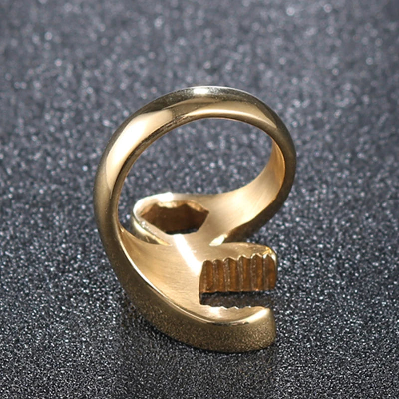 Gold Spanner Tool Ring