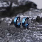 Men's Textured Stainless X-Pattern Hoop Earrings