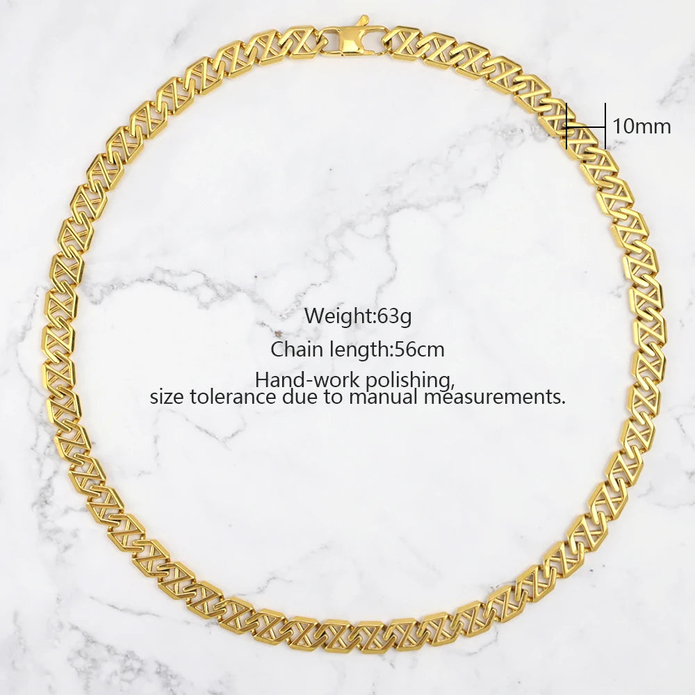 Men's X-Shape Hollow Link Cuban Chain Necklace
