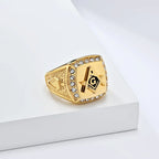 Men's Vintage Freemason Stainless Steel Statement Ring