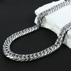 Chunky Silver Polished Cuban Link Chain Necklace