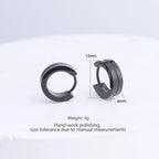 Men's Black Steel Hoop Stud Earrings