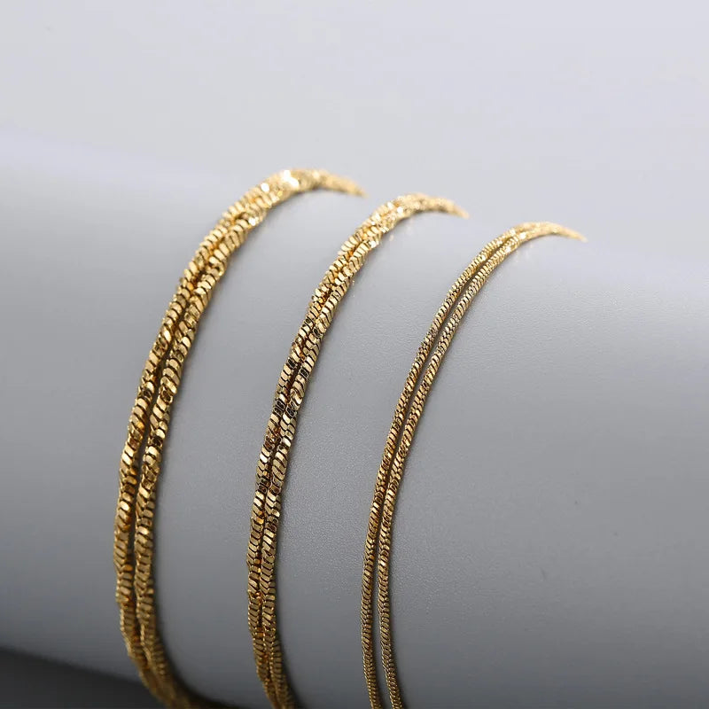 Gold-Plated 18K Twisted Singapore Chain Necklace