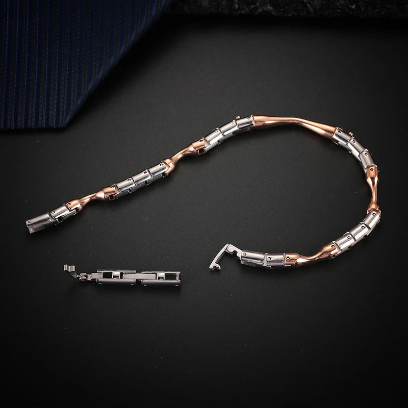 Two-Tone Stainless Steel Rose Gold Link Bracelet