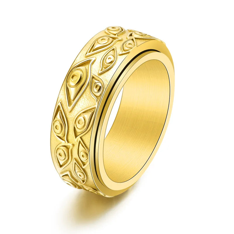 Gold Rotatable Engraved Ring