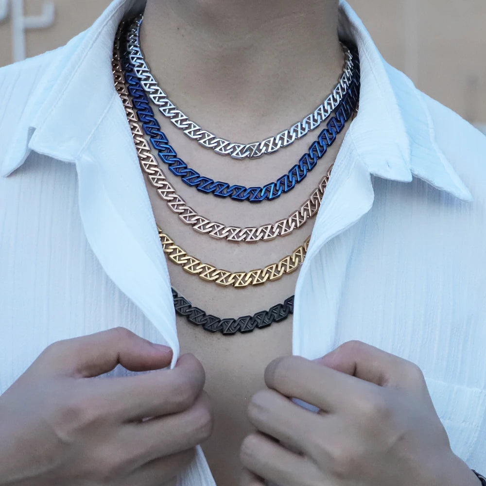 Men's Waterproof Geometric Cuban Link Necklace