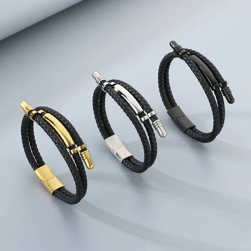 Gold Rope Leather Bracelet