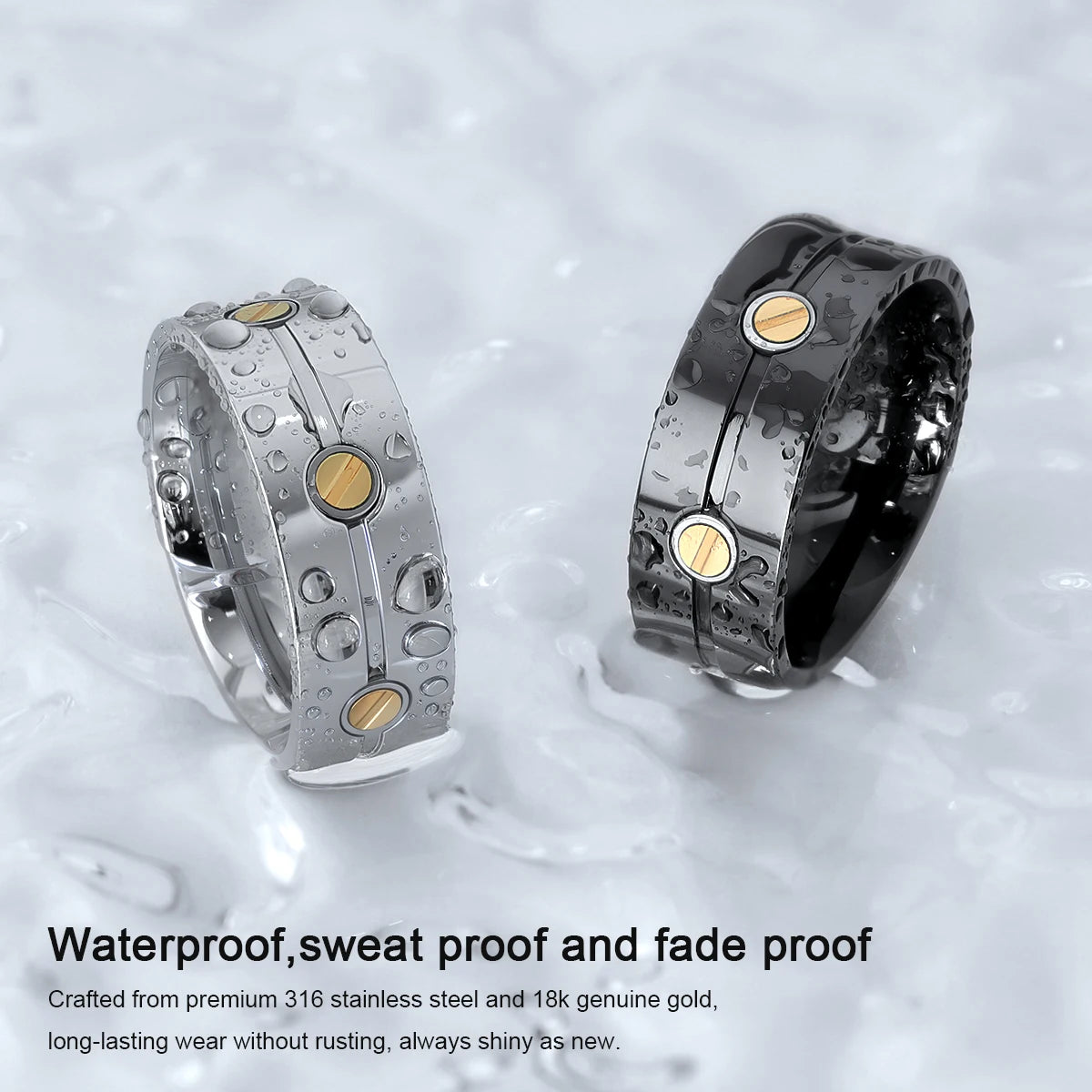 Silver-Tone Polished Inlay Ring