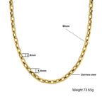 Men's Gold Plated Stainless Steel Rectangle Link Chain
