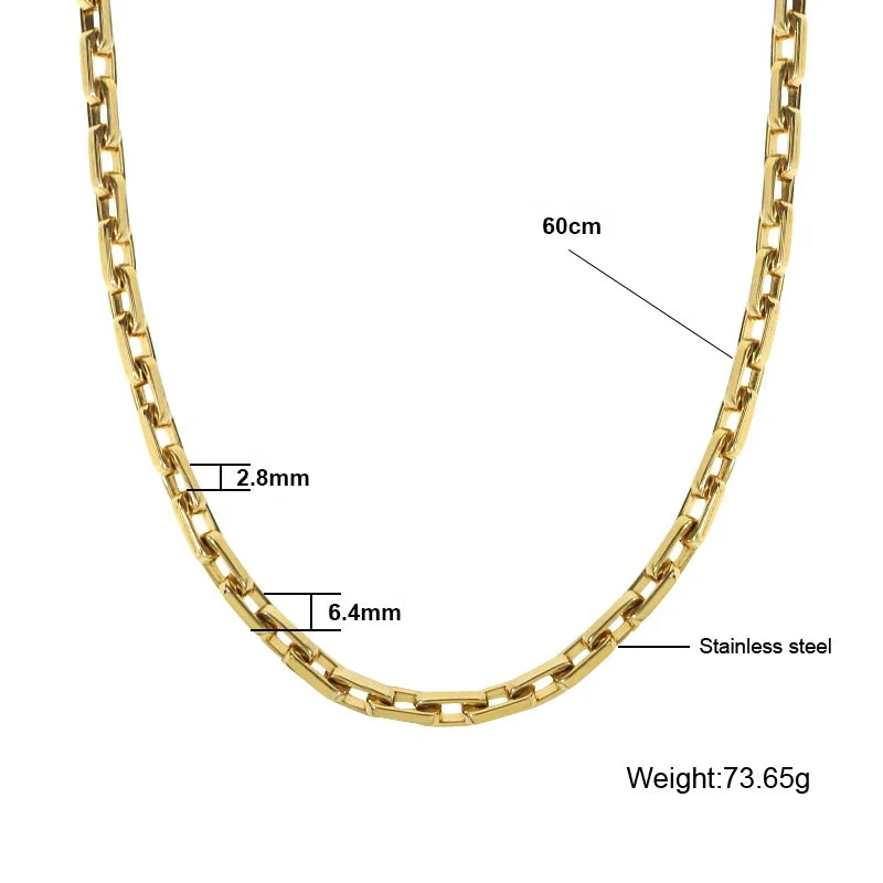 Men's Gold Plated Stainless Steel Rectangle Link Chain