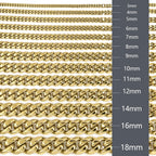 Polished Gold Tone Cuban Link Chain Necklace for Men