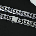 Chunky Silver Polished Cuban Link Chain Necklace