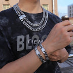Chunky Silver Polished Cuban Link Chain Necklace