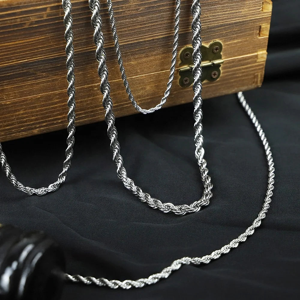 Gold Plated Stainless Steel Twisted Rope Chain Necklace