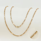 Polished Gold Tone Rectangular Link Chain Necklace
