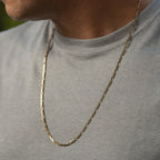 Polished Gold Tone Rectangular Link Chain Necklace