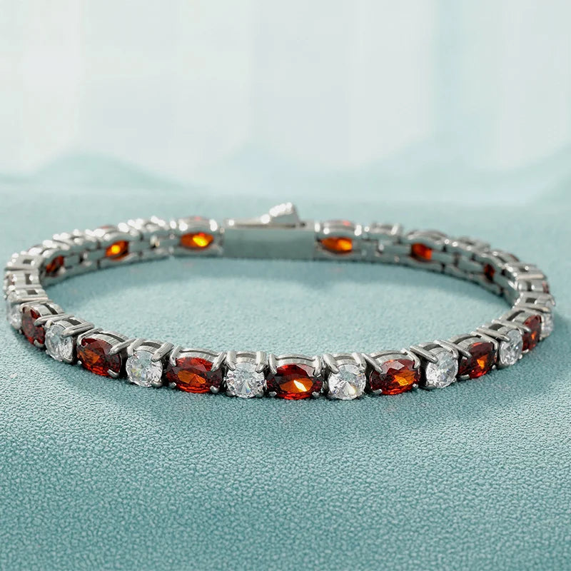Two-Tone Oval Round Cubic Zirconia Tennis Bracelet
