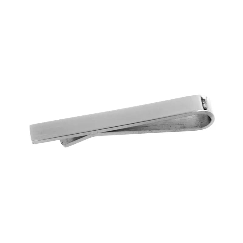 Polished Silver Tone Minimalist Men's Tie Clip