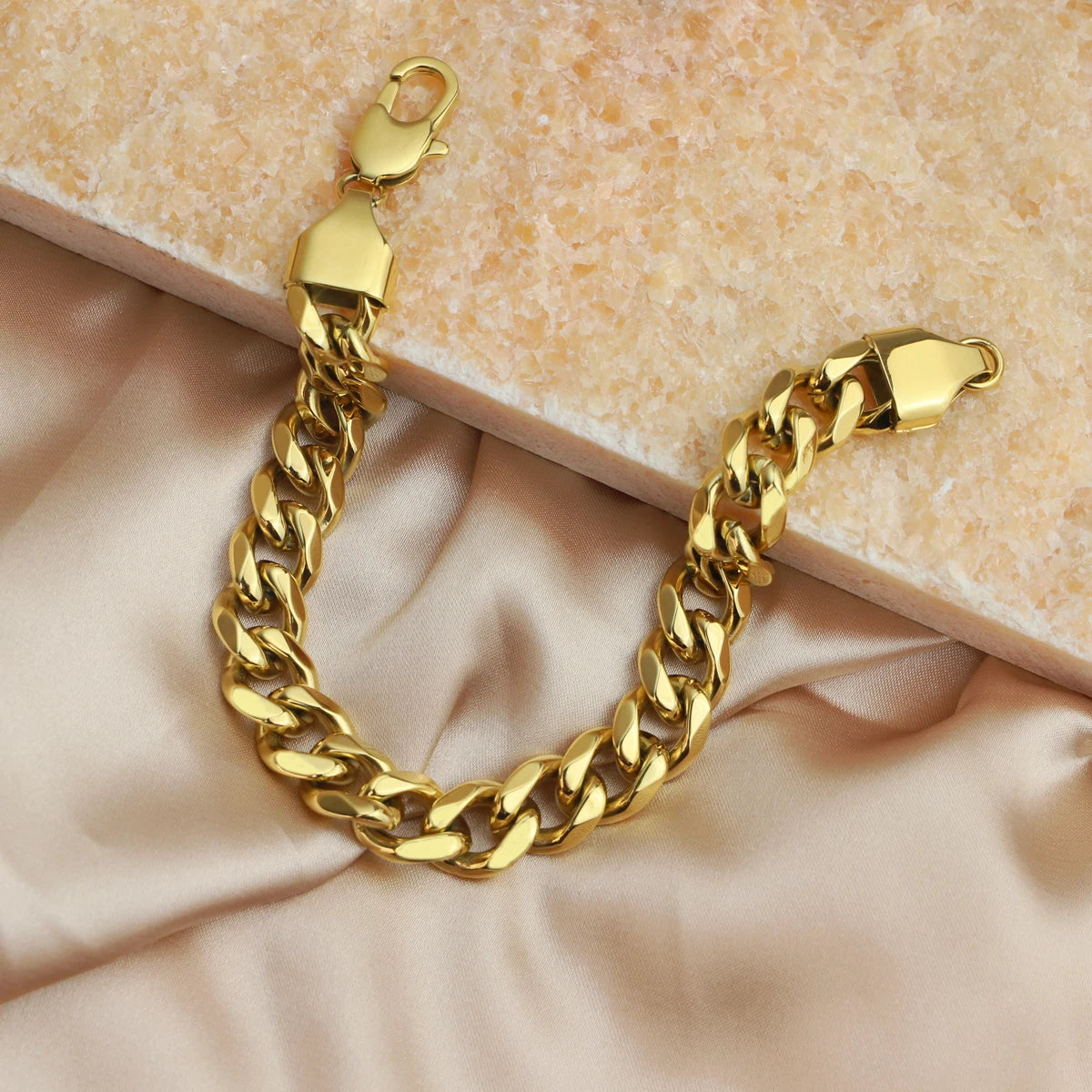 Gold Cuban Link Chain Bracelet for Men