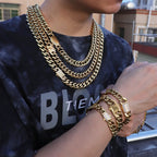Men's Polished Cuban Link Gold Chain Necklace