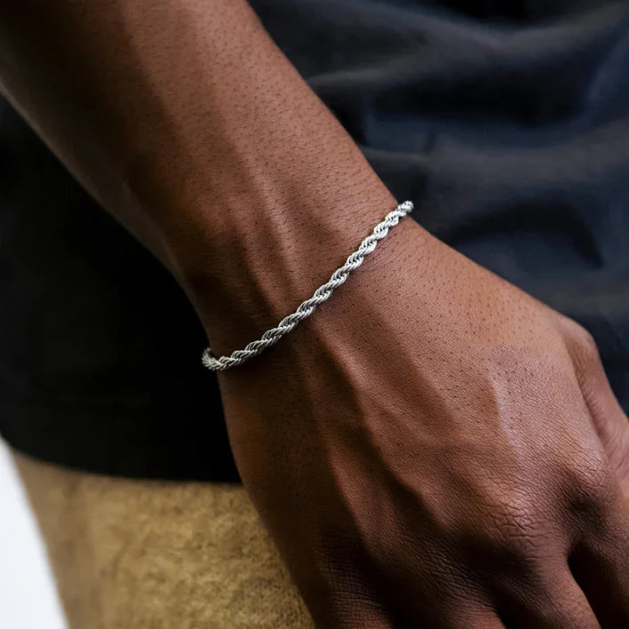 Gold & Silver Twisted Rope Chain Necklace Bracelet