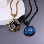 Men's Compass Pendant Necklace with Box Chain