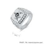Men's Vintage Freemason Stainless Steel Statement Ring