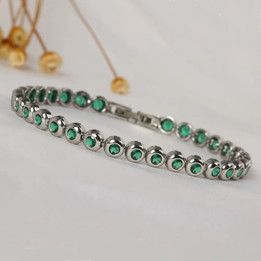 PVD Gold Plated Bezel Set Tennis Bracelet