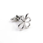 Silver Four-Leaf Clover Openwork Mens Cufflinks