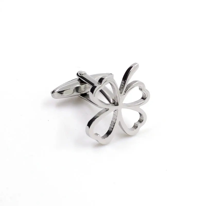 Silver-Tone Fortune Leaf Cufflinks