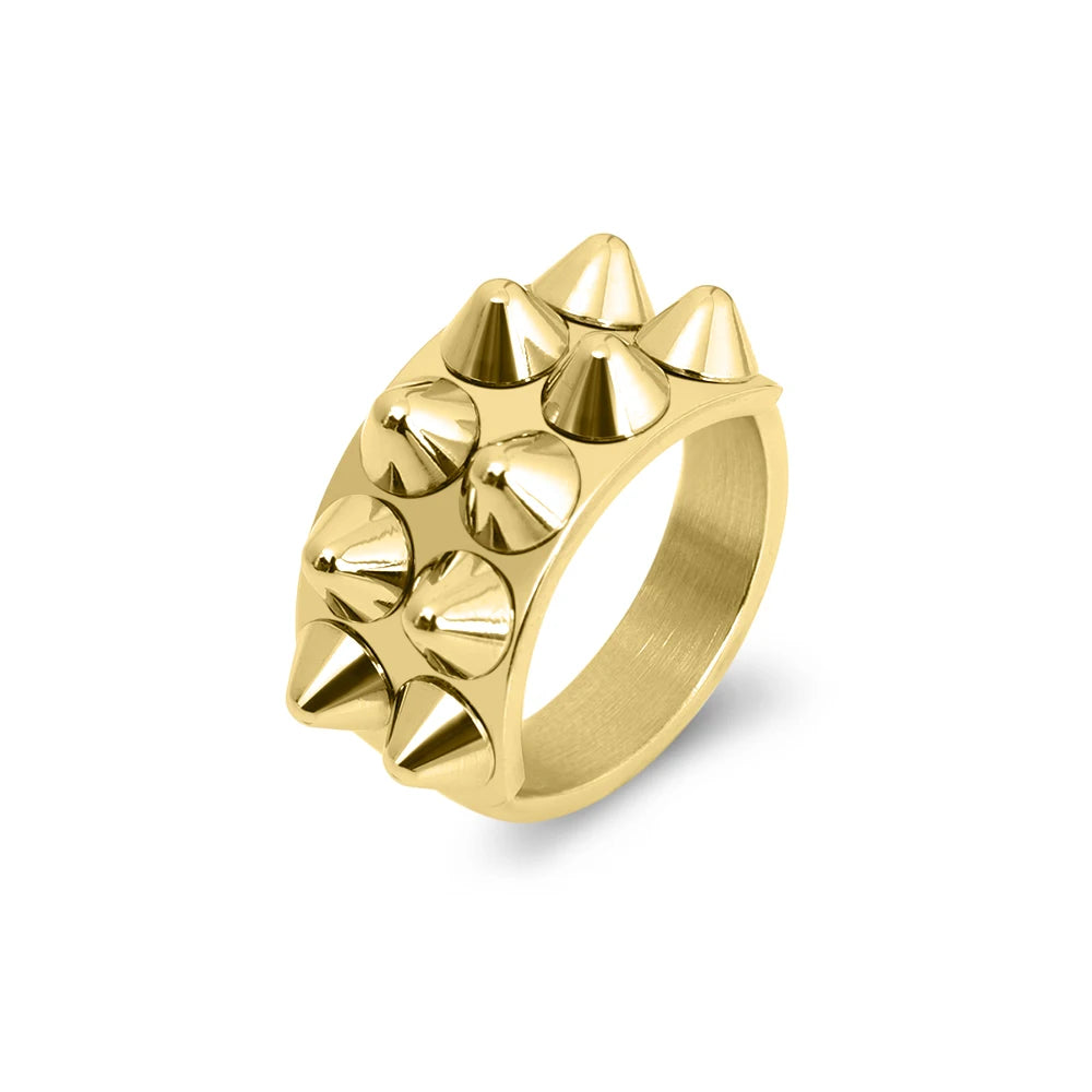 Spiked Stainless Steel Gold Silver Statement Ring