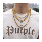 Gold Plated Stainless Steel Twisted Rope Chain Necklace