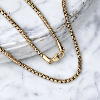 18K Gold Plated Round Box Chain Necklace