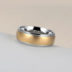 Two-Tone Stainless Steel Brushed Gold Men's Ring