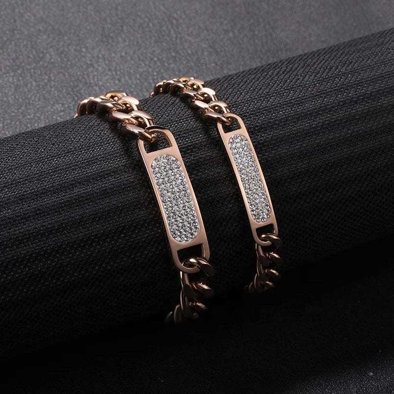 Cuban Link ID Bracelet with Zircon Inset