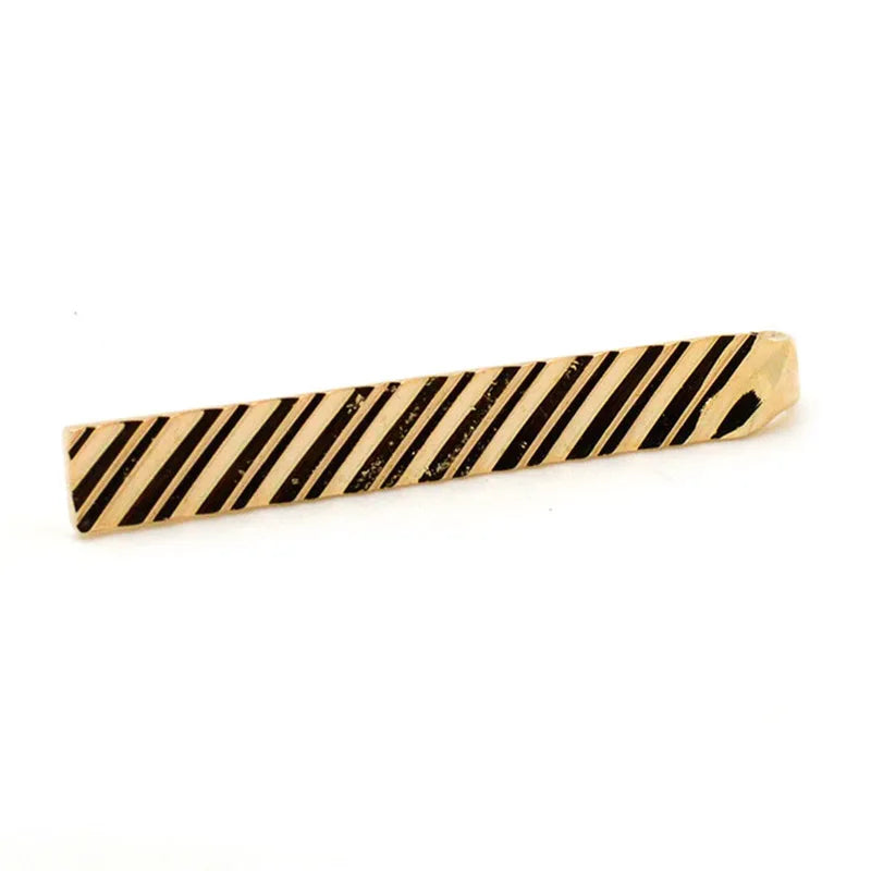 Gold Textured Diagonal Stripe Tie Bar