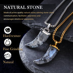 Men's Natural Labradorite Wolf Tooth Pendant Necklace