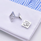 Square Geometric Openwork Polished Silver Cufflinks