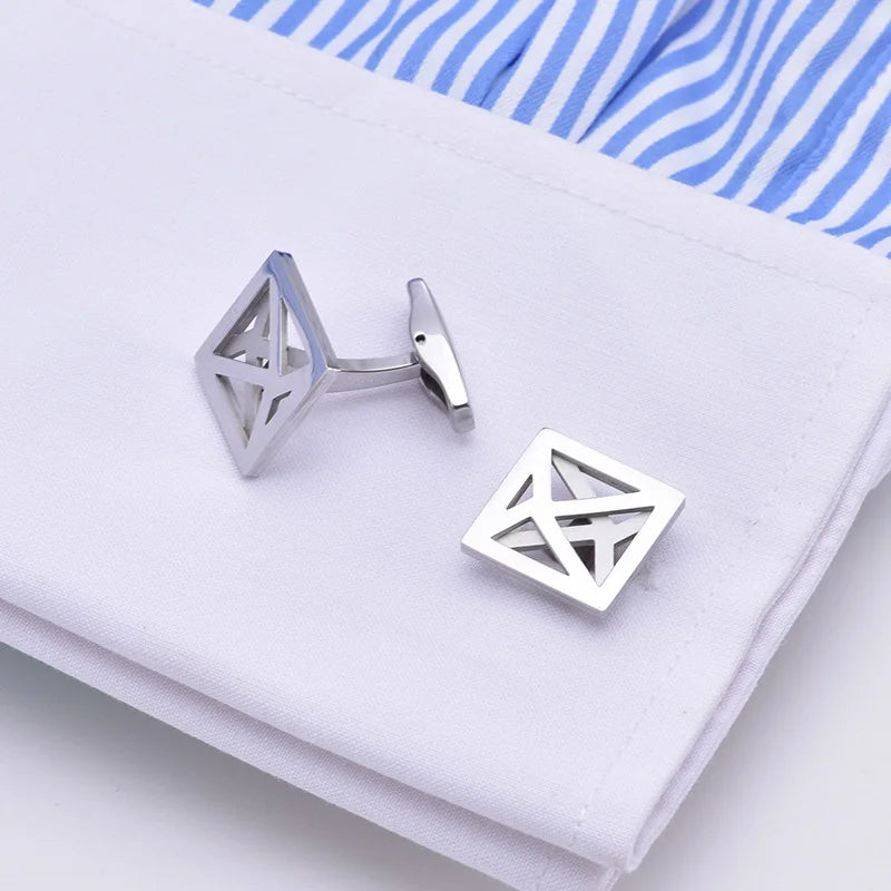 Silver-Tone Solid Round Cufflinks
