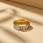 Asymmetric Slanted Wheel Pattern Titanium Ring