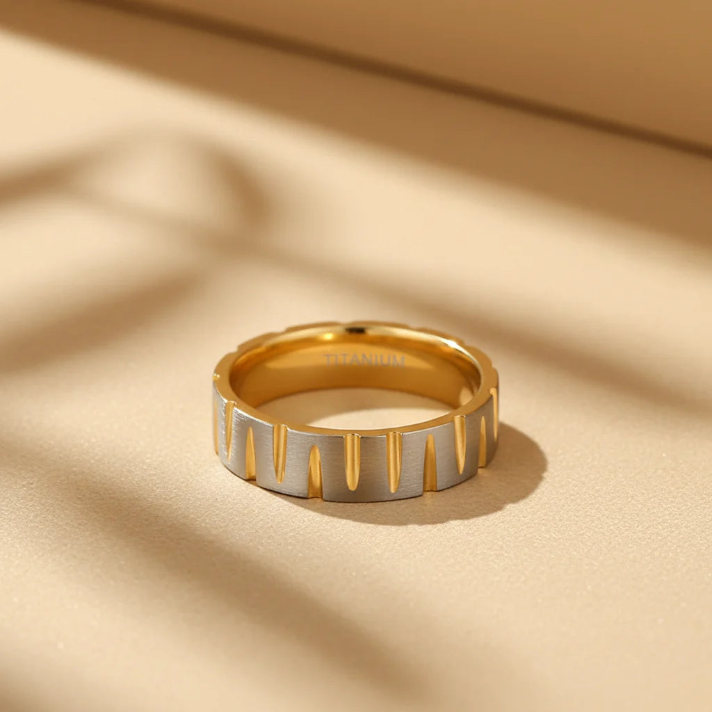 Gold Slanted Wheel Ring