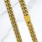Polished Gold Tone Cuban Link Chain Necklace for Men