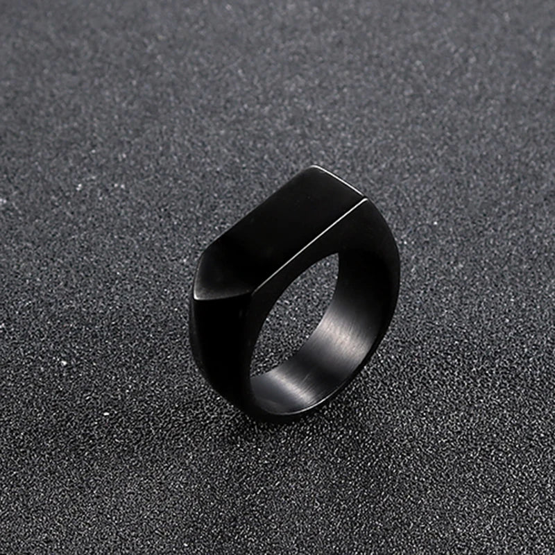 Geometric Hexagon Flat Top Stainless Steel Signet Ring
